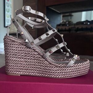 Authentic Valentino Studded Wedge Espadrilles Size 39 Worn Twice